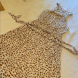 Sleeveless Brown Polka Dot Dress